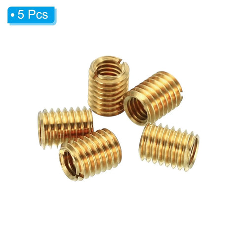 Five brass threaded sleeve inserts with M8x1.25 to M6x1 threads, 10mm long.