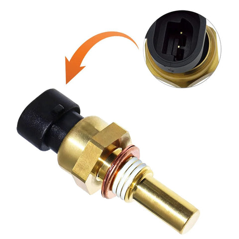 Sandfren coolant temperature sensor for car engine with brass body and black connector, OEM 19236568