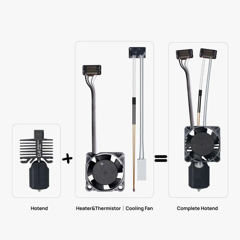 Beefed-Up P1P P1S Hotend Full Assembly Kit With Hardened Steel Nozzle 0.4mm Ceramic Heater, Cooling Fan And Heating Block components
