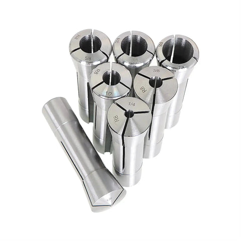 Spring Collet Set R8 Size One Eighth To Seven Eighths Inch In Steel Seven Piece Kit For CNC Milling Chuck And Lathe