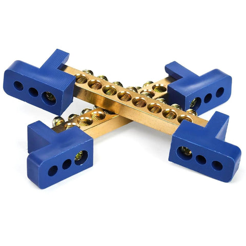 10 Pack Brass Terminal Bus Bar With Eight Position Screw Terminals For Car Boat Marine Electrical Power Distribution Grounding Strip Blue Finish Heavy Duty Copper Alloy