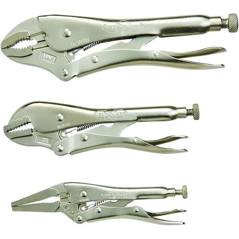 Heavy-Duty Locking Pliers Set, 3-Piece Kit For Tightening, Clamping, Twisting And Turning, Heat-Treated Alloy Steel With Hardened Teeth