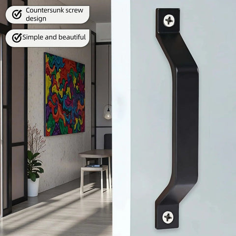 6.1 Inch Matte Black Sliding Barn Door Handle Pull 2 Pack Heavy Duty Zinc Alloy for cabinet installation side view