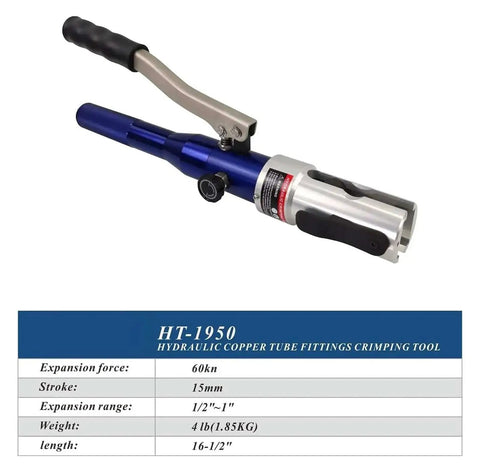 Hydraulic Copper Pipe Press Tool With U TH M V Dies For Fittings And PEX Clamping Pro Grade DIY Starter Kit on white background