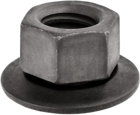 Free Spinning Washer Nut 3/8-16, 7/8 In Washer OD, Hex 9/16, shown in phosphate finish, front view of single nut.