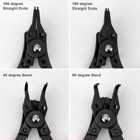 4 In 1 Snap Ring Pliers Set For Removing Retaining Clips Circlips And Snap Rings With Internal External Jaws, 5 Inch Handle