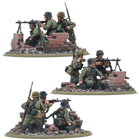28mm German Army Veterans Infantry Platoon Plastic Miniatures For Bolt Action War Game with MG34, detailed WWII figures