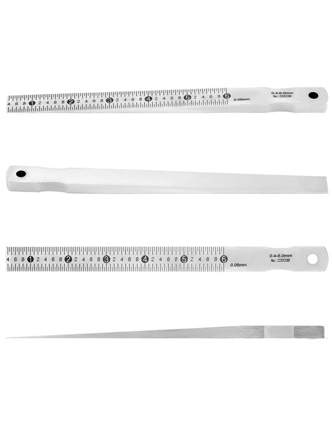 Pro Grade Taper Gauge Gap Gage for Welding Wedge Feeler Gauge 0.4 to 6mm with 0.05mm Increments, carbon steel, top view