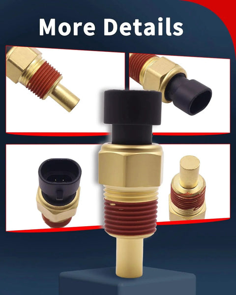 Engine Coolant Temperature Sensor ECT Water Temperature Sensor For Chevy Silverado GMC Sierra C K 1500 2500 3500 With Connector By VEHICODE showing different angles