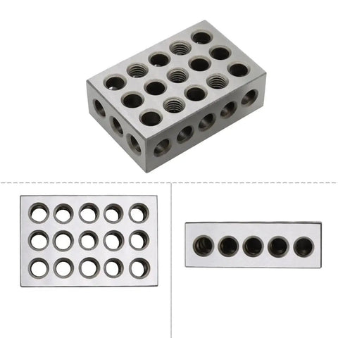 Ultra Precision Ground 1-2-3 Block Set, Matched Pair, 1x2x3 Inch Tool Steel With 23 Holes, Flatness Plus Minus 0.0003 Inch