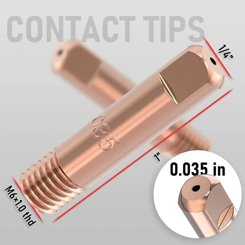 Close-up of .035 contact tips for Pro Grade MIG Welding Gun Kit With.035 Tip Nozzle Diffuser For Lincoln Magnum 100L And Tweco Mini 1 Torches