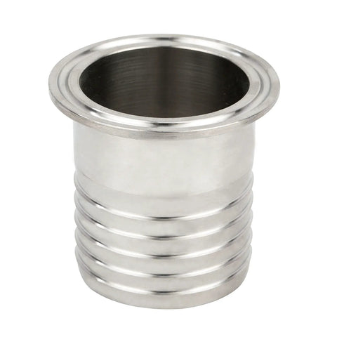Stainless steel 2 in tri-clamp to 2 in hose ID barbed adapter, SUS304, 1.97 in long.