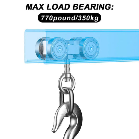 Close-up of 4 Wheel Unistrut Trolley Assembly Kit with M10 Bolt and Lifting Eye Nuts, 770 lb load for 1-5/8-inch channel.