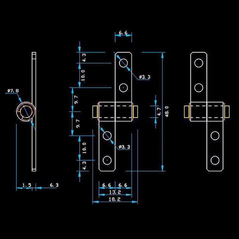 Technical drawing of Friction Hinge For Cabinets And Closet Doors By KLYMY Built To Last 0.1Nm Iron Nickel Plated Torque Type Hinge