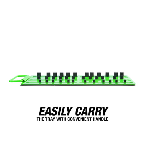 Pro Magnetic Socket Tray With Customizable Ratchet Organizer And Adjustable Drive Studs, Portable Socket Set Organizer, lime green tray