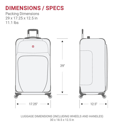 Softside Expandable Checked Luggage For Long Trips With 360 Spinner Wheels And Retractable Handle, 29 Inch Large Black Suitcase Dimensions
