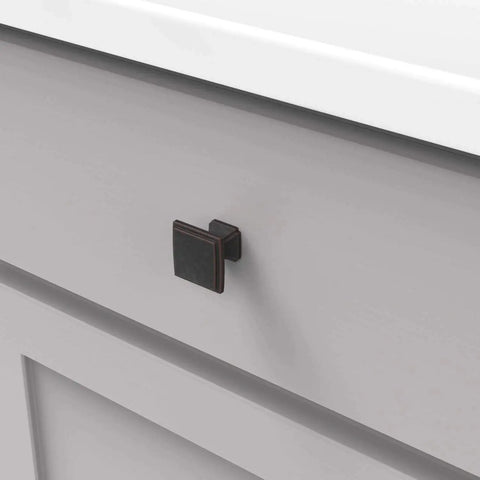 Bridges Collection Oil Rubbed Bronze Cabinet Knob One And One Quarter Inch Square For Kitchen Cabinets And Cupboards 1 Pack Installed
