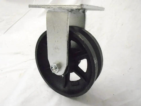 Heavy Duty 6 Inch By 2 Inch Swivel Caster With Brake And Rigid Casters Set For Seven Eighth Inch V Groove Iron Steel Wheels