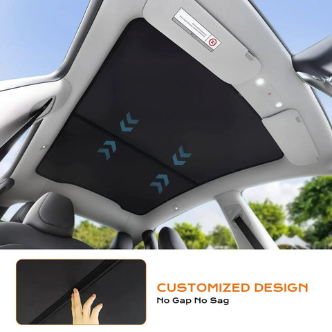 Nano Reflective Sunshade For Model Y 2025 2026 Heat Insulation UV Protection installed inside Tesla roof