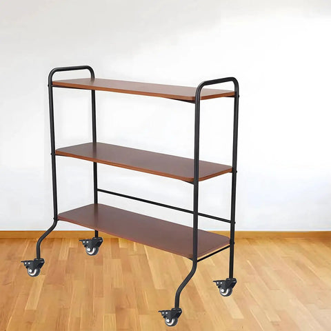 Heavy Duty Four Pack Swivel Stem Casters With 1.5 Inch Non Marking Polyurethane Wheels 330 Lbs Capacity Each installed on a wooden shelf