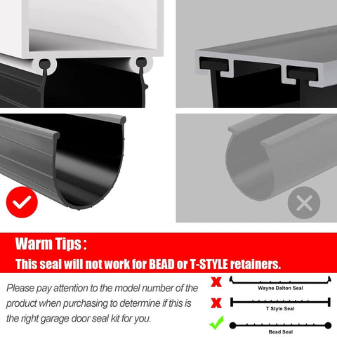 Bottom Weather Seal Replacement For 16 Foot Wide Garage Doors, 154448 Weather Stripping For Wayne Dalton Models side view