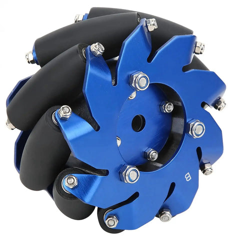 Left Mecanum Wheel for Bots, 4-Inch Aluminum Wheel With TPU Rubber Rollers, High-Friction Polyurethane, Omnidirectional Movement