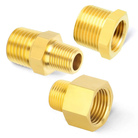 Durable Brass Pipe Fitting Set With 15 Pieces Including Hex Bushings Reducer Adapters And Reducing Nipples Three Eighths Inch NPT