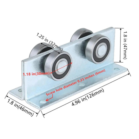Four Wheel Trolley Assembly Roller For Strut Channel Heavy Duty Barn And Shed Sliding Doors Compatible With One And Five Eighths Inch Wide Strut