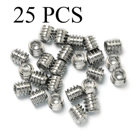 Hex Socket Set Screws 1/4-20 X 1/4 Stainless Steel 304 Cup Point Full Thread Grub Screws, 25 Pc Pack
