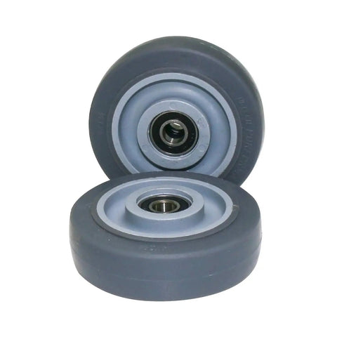 Heavy Duty 4 Inch PU Caster Wheels For Platform Trucks Up To 265 Pounds Silent And Durable With Integral Mold Plate Caster Design Includes Bearings Repair Kit Luggage Or Pull Cart Replacement Wheels Set Of 2, front view of two wheels