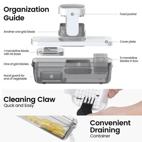 Must Have 8 In 1 Vegetable Chopper And Mandoline Slicer With Container And 8 Blades For Onion Veggie And Fruit Dicing