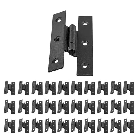 3.5 Inch Black Wrought Iron H Hinge With 1/4 Inch Offset For Kitchen Cabinets, Rust Resistant Flush Mount Cabinet Hinge, 30 Pack display