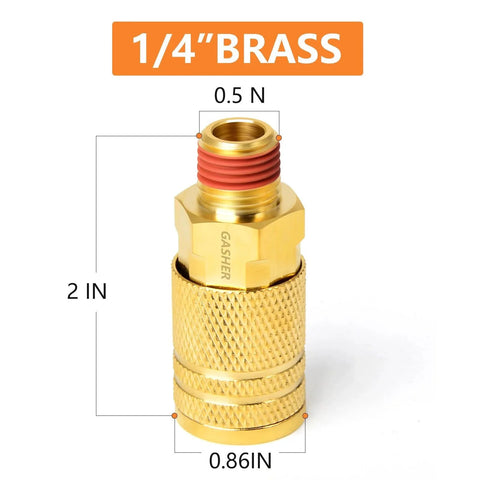 Set Of 2 Brass Quick Connect Air Couplers One Quarter Inch NPT Male Threads Heavy Duty Industrial Grade Corrosion Resistant