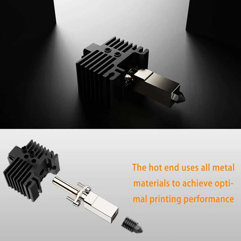 Pro Grade P1P P1S Hardened Steel Hotend Kit With Fan For P1 Series 3D Printer showing metal heating block and nozzle