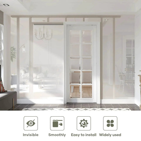 Installed Six Foot Sliding Pocket Door Hardware Kit Black With Aluminum Box Rail, Commercial Grade, Smooth Quiet Operation