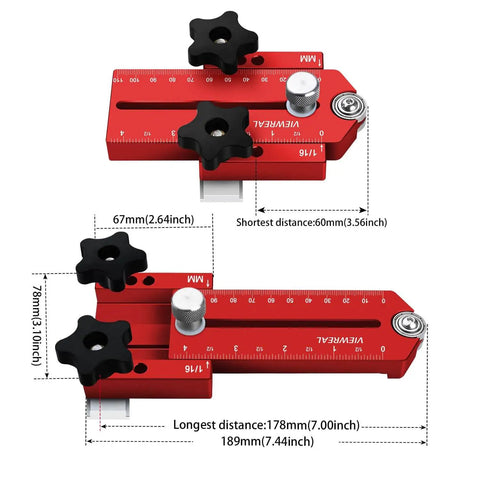 Thin Rip Jig for Table Saw with Extended Fence Guide showing measurements, used with router tables and saw systems for precise cuts.