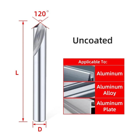Carbide Drill Bit With 60 90 120 Degree Chamfering Guide For Pro Grade Drilling In Metalworking Tungsten Steel Location Centering Tool D18 X 100L For Accurate Chamfers And Fast Setup, shown uncoated for aluminum applications with 120 degree guide