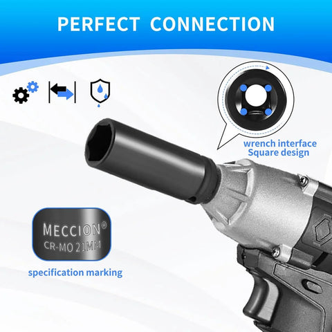 Half Inch Drive Impact Socket 22mm 6 Point Cr-Mo Deep Socket 78mm Length Heavy Duty Black Phosphide Finish on impact wrench