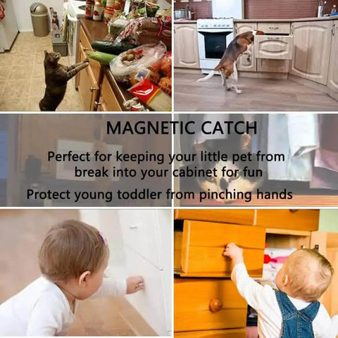 Heavy Duty Magnetic Cabinet Catches 2 Pack Holds Up To 15 Lbs prevents pets and toddlers from opening cabinet doors