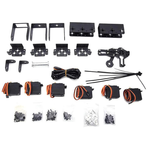 Arm mechanical robotic clamp claw kit for 6DOF robot arm, with multiple servo motors, brackets, gears and screws