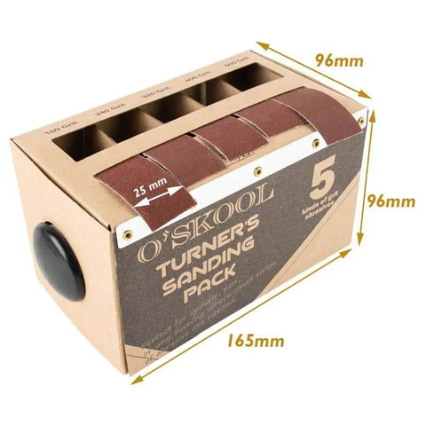 Sanding Strip Kit With Dispenser, 5 Grit Range 150 240 320 400 600 Rolls for woodturning and woodworking, product box view