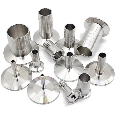 Stainless steel sanitary tri-clamp fittings set with ferrules and barbed adapters for homebrew systems
