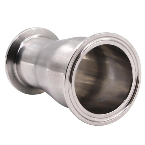 DERNORD sanitary reducer fitting, SUS304 stainless steel, tri-clamp ferrule style for 2 in to 1-1/2 in tube OD