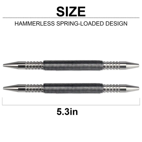 Dual Head Nail Setter Set With Spring Loaded, Hammerless Design, 3/32 Inch And 1/8 Inch Tips, 3500 PSI Striking Force Counter Punch