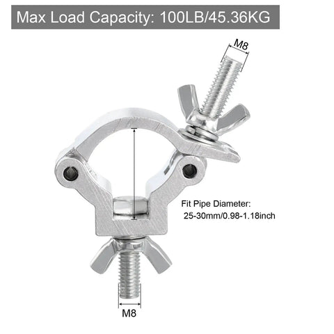 Heavy Duty Aluminum Stage Lighting O Clamp For 0.98 To 1.18 Inch OD Tube Sturdy Truss Clamps With Single Buckle Handles