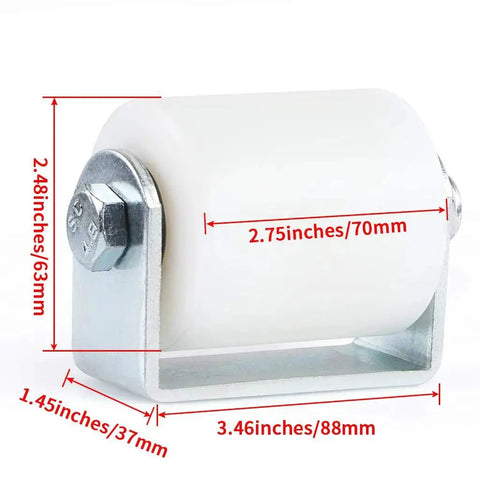 Slide Gate Guide Roller 3 Inches With UHMW Nylon Wheel And Post Welded Bracket, Heavy Duty Sealed Ball Bearing Side Roller Assembly Pack Of 2 For Smooth Gate Movement, 2.48 Inch Diameter And 2.75 Inch Length, Bracket 3.46 By 1.45 Inches
