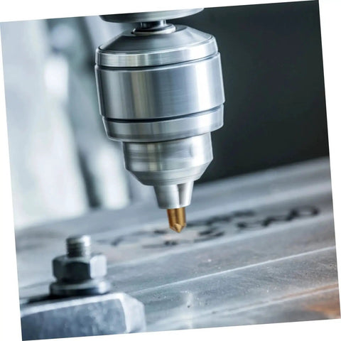Pro Grade 3 Piece Flute Chamfering Cutter Set With Hex Shank For Woodworking Durable Steel Build Universal Fit For Most Brands Countersink Bits And Self Centering Design Milling Tool For Precise Chamfers And Taps in use with a drill press, close-up view