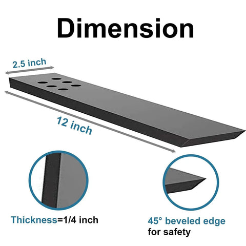 Heavy Duty Hidden Countertop Support Brackets 4 Pack 12 Inch Long 2.5 Inch Wide showing dimensions and beveled edge