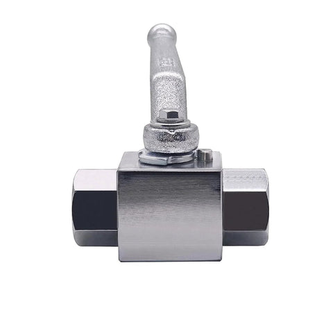 Front view of High Pressure Hydraulic Ball Valve With Half Inch NPT Female Thread, Shut Off Valve, 7250 PSI 500 Bar, Carbon Steel.