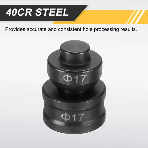 Hydraulic Hole Punch Die 17mm Round For CH60 Electric Punching Machine 40Cr Steel Upper And Lower Dies Kit, black finish, Φ17, close-up